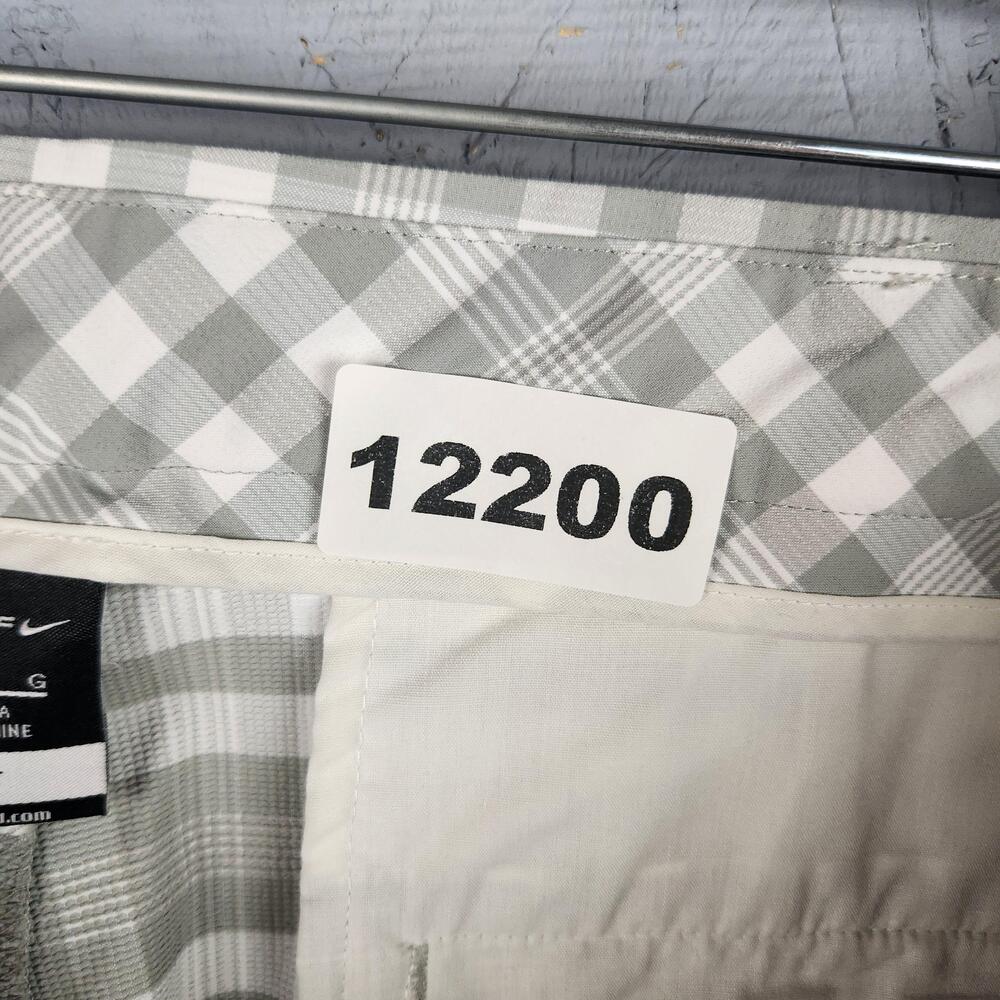 Nike Golf Shorts Mens 36 Gray White Check Plaid Dri Fit Performance Logo Pockets - Picture 11 of 11